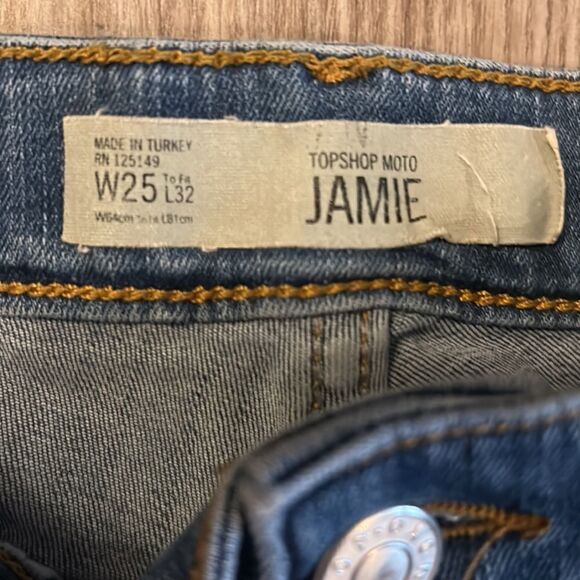 EUC TOPSHOP MOTO JAMIE SUPER DISTRESSED HIGH WAIST SKINNY JEANS SIZE 25 - Picture 5 of 8